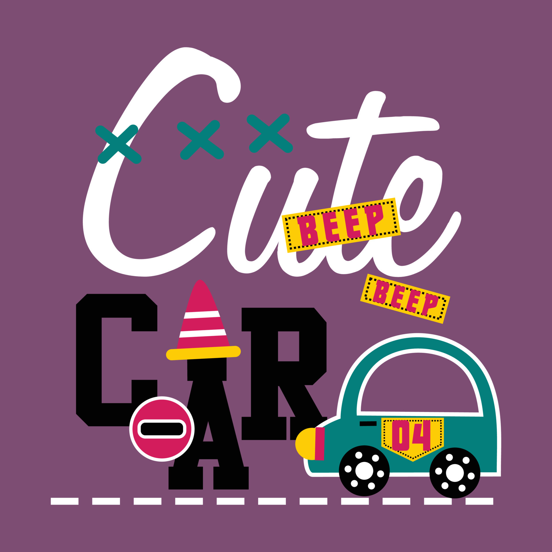 cute little car on the street funny cartoon 21689738 Vector Art at Vecteezy