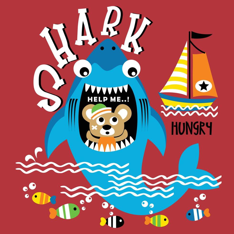 shark and mouse in the sea funny animal cartoon vector