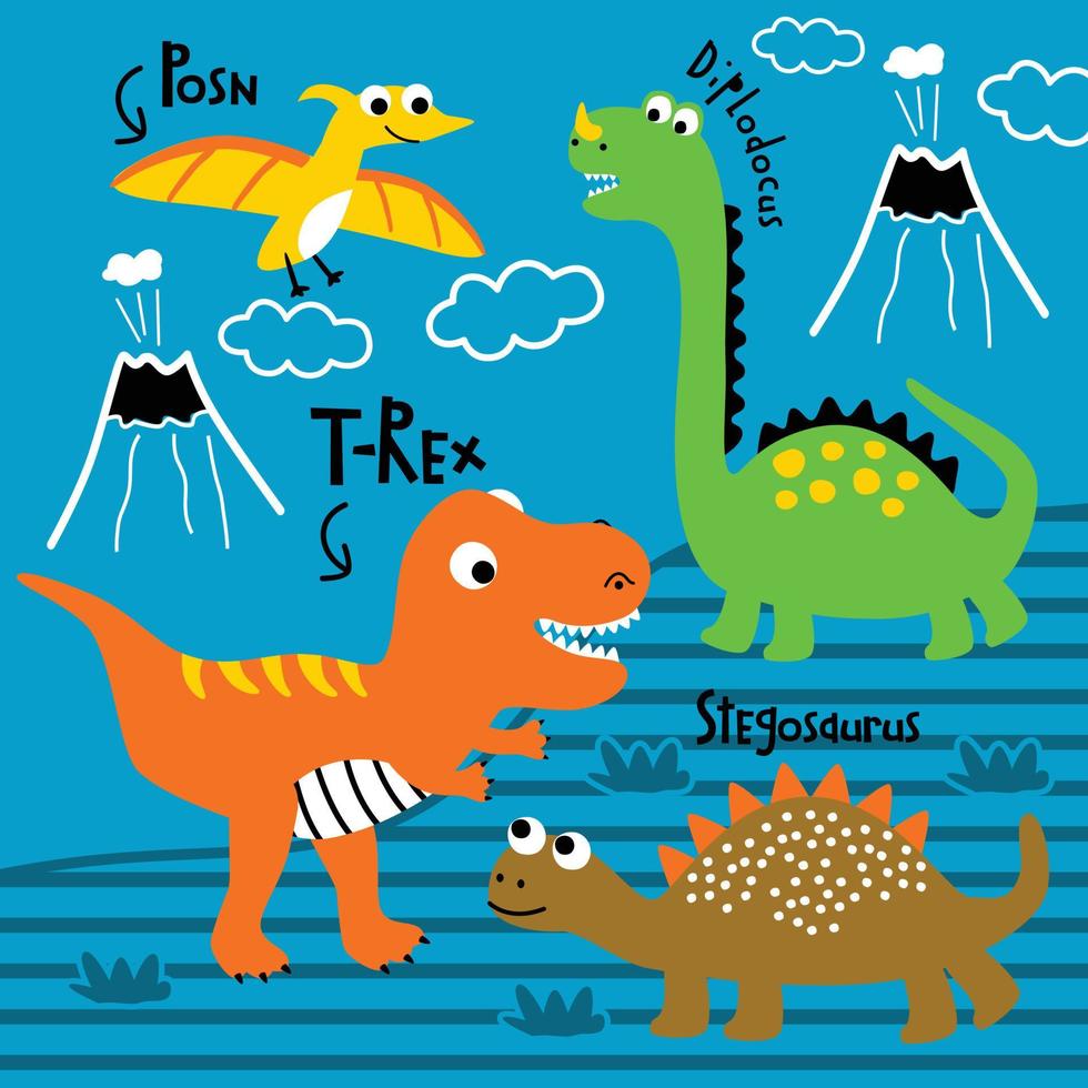 dinosaurus wildlife funny animal cartoon vector