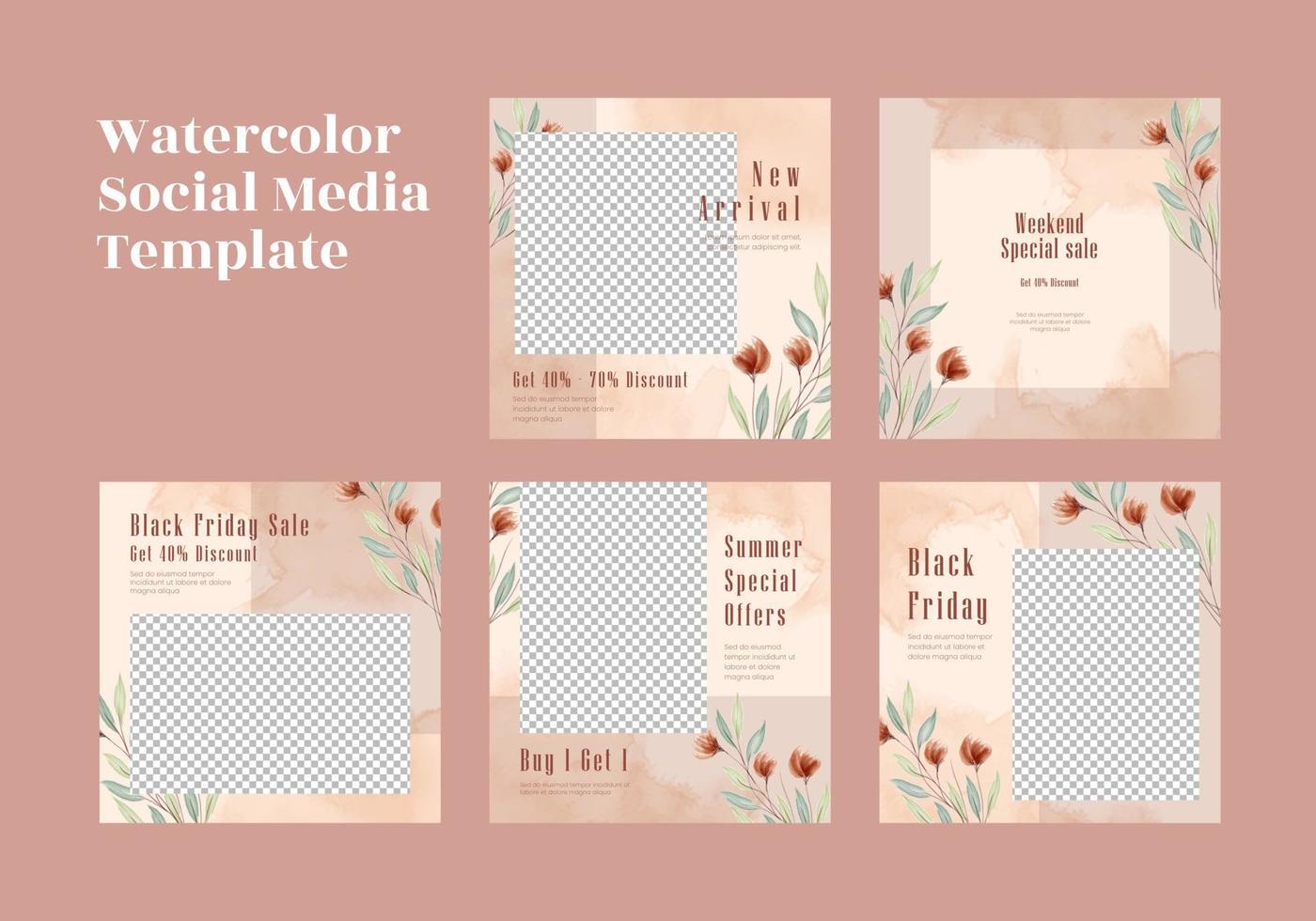 Beautiful watercolor social media post template vector