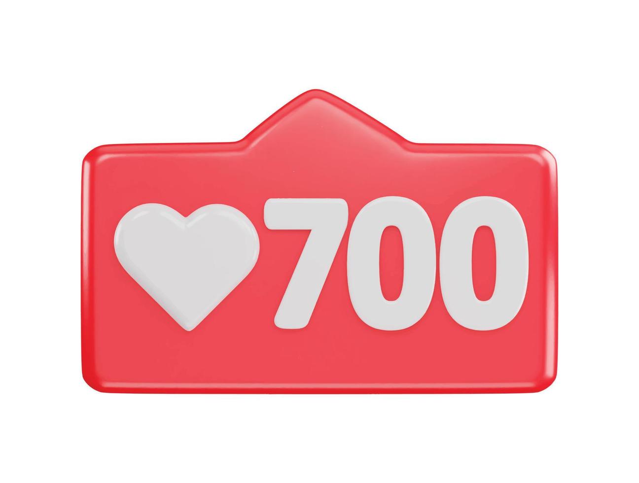 700 social media love react icon 3d rendering vector illustration