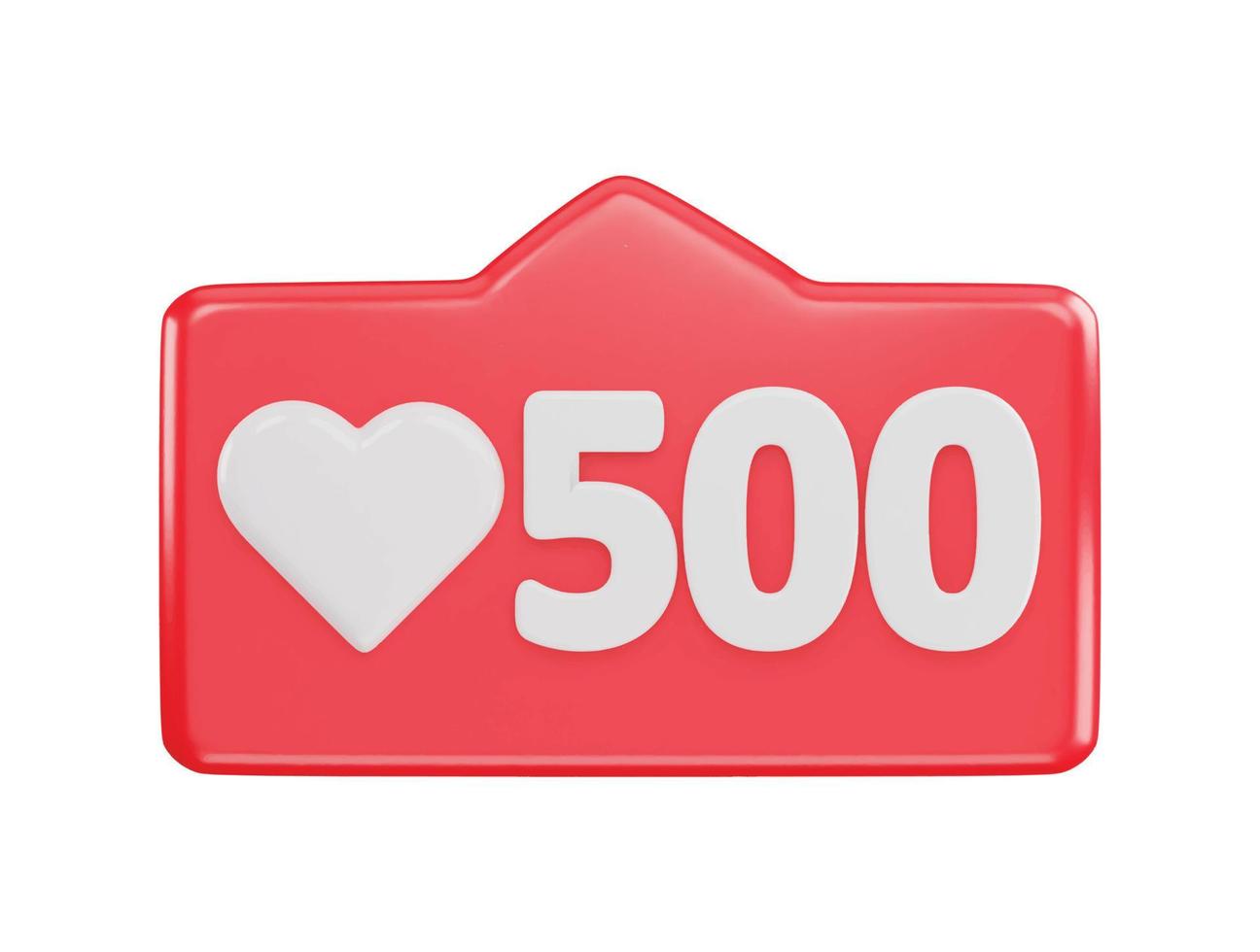 500 social media love react icon 3d rendering vector illustration