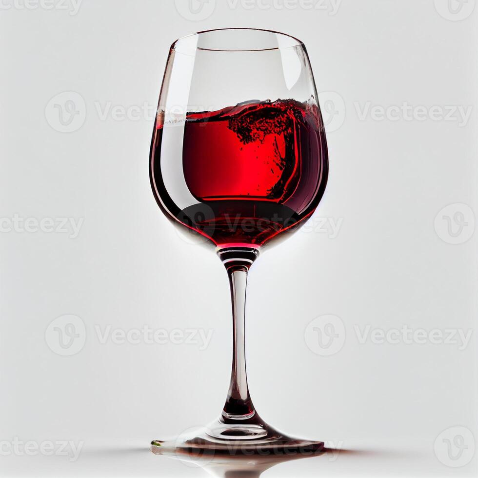 vaso de rojo vino en blanco antecedentes - ai generado imagen foto