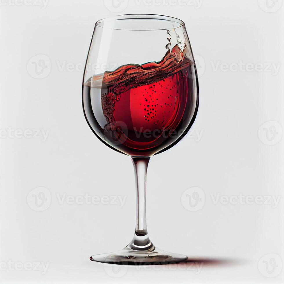 vaso de rojo vino en blanco antecedentes - ai generado imagen foto