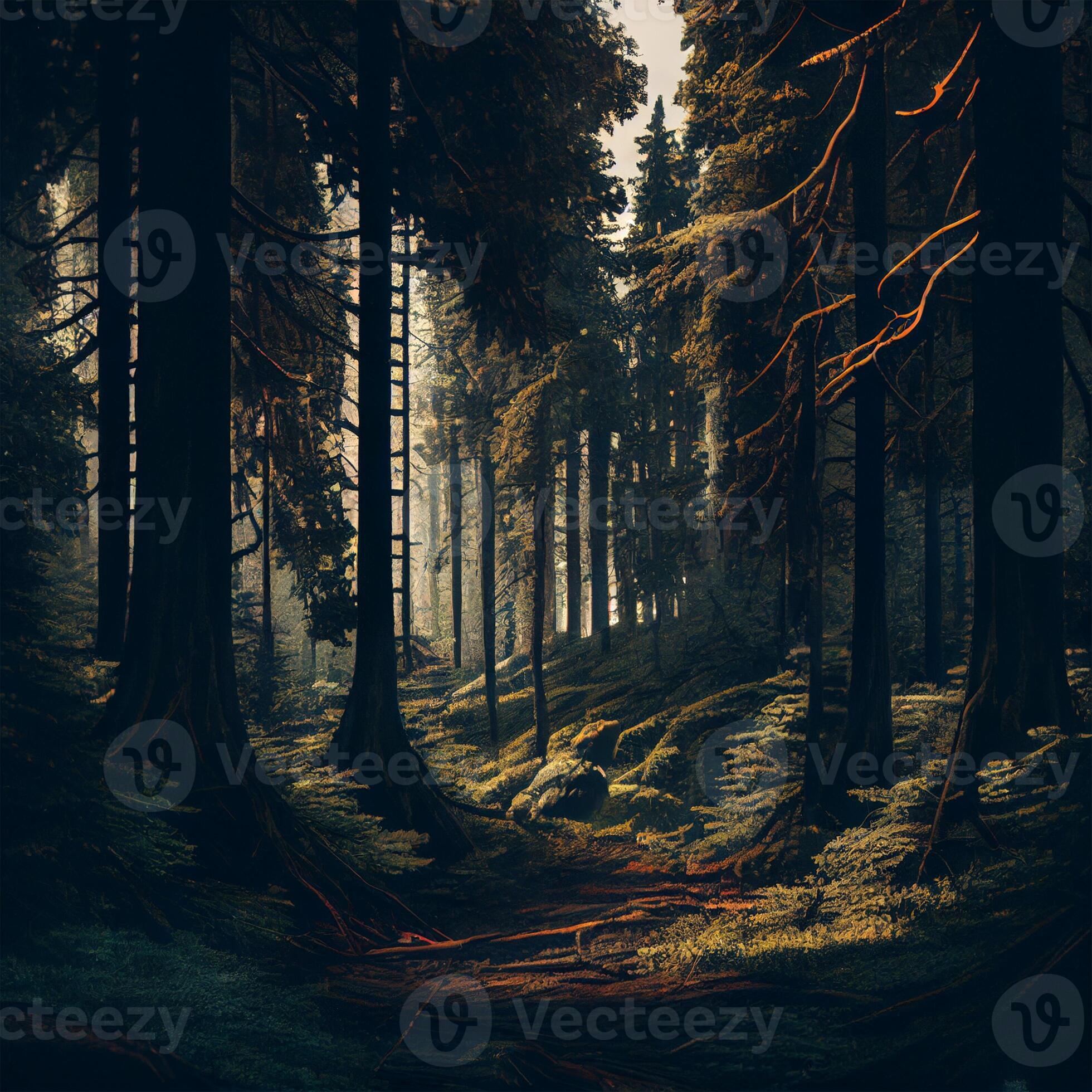 Premium AI Image  a dark and mysterious forest with an angry