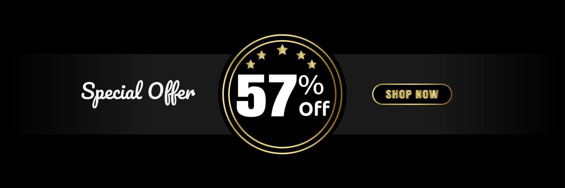 Special offer 57 gold color. Attractive, elegant and luxurious. Suitable for banners, posters, advertisements, cards, cinema tickets etc vector