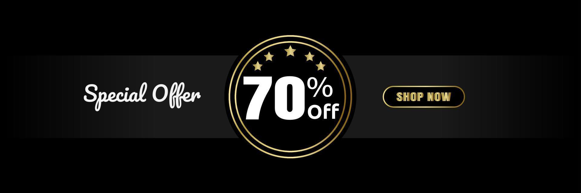 Special offer 70 gold color. Attractive, elegant and luxurious. Suitable for banners, posters, advertisements, cards, cinema tickets etc vector