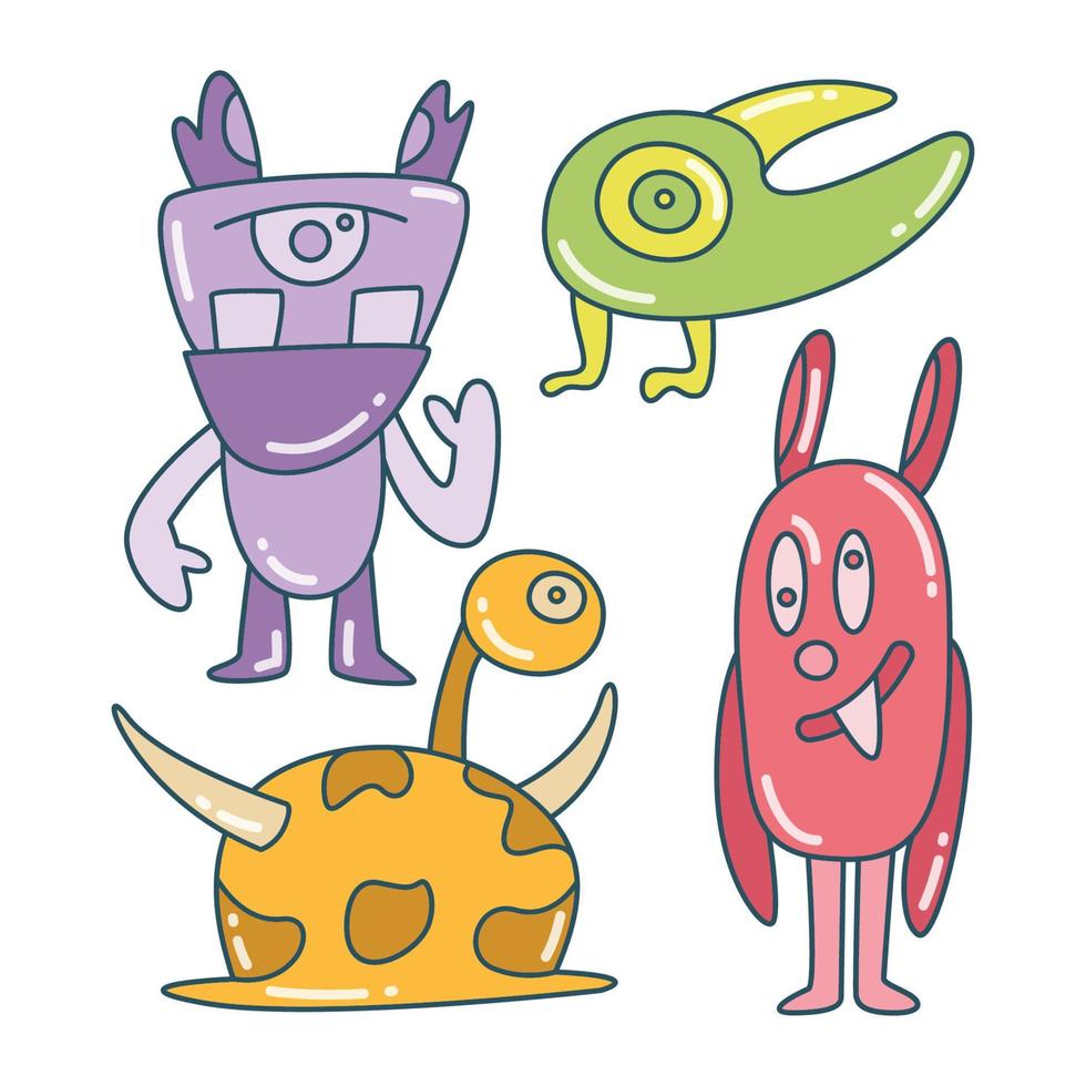 comic funny cartoon monster characters set vector