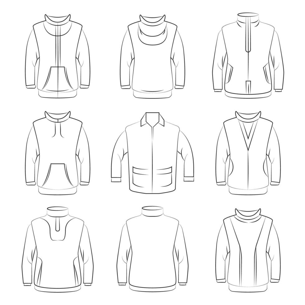 hand drawn jacket and sweater line illustration vector