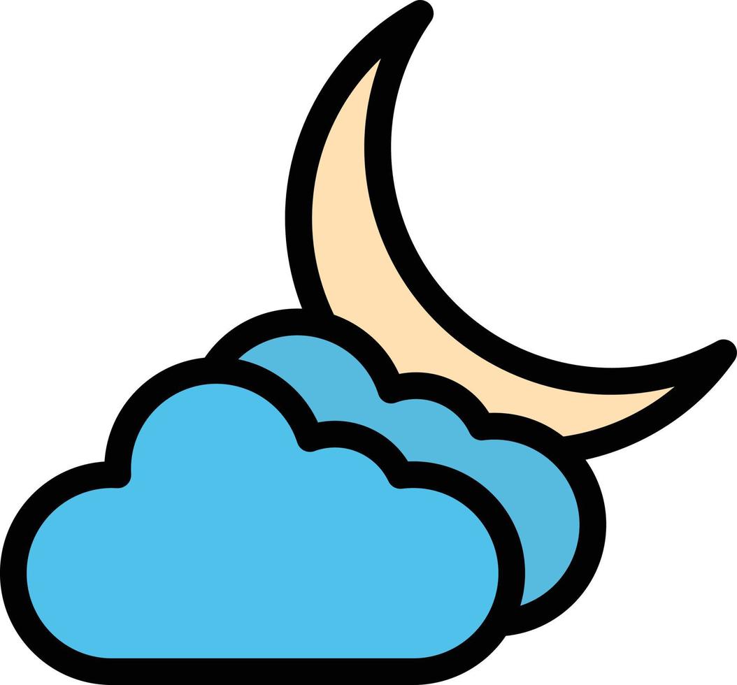 Cloudy Night Vector Icon Design Illustration