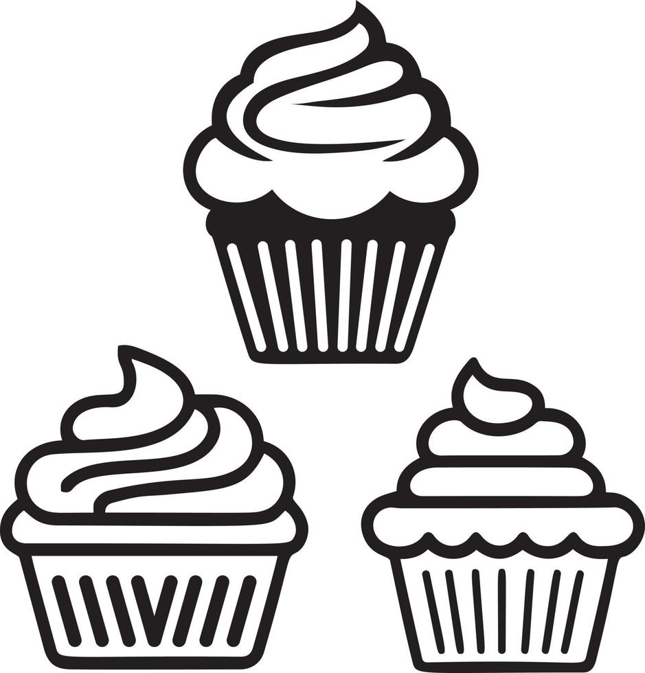 Cup Cakes Black and White vector