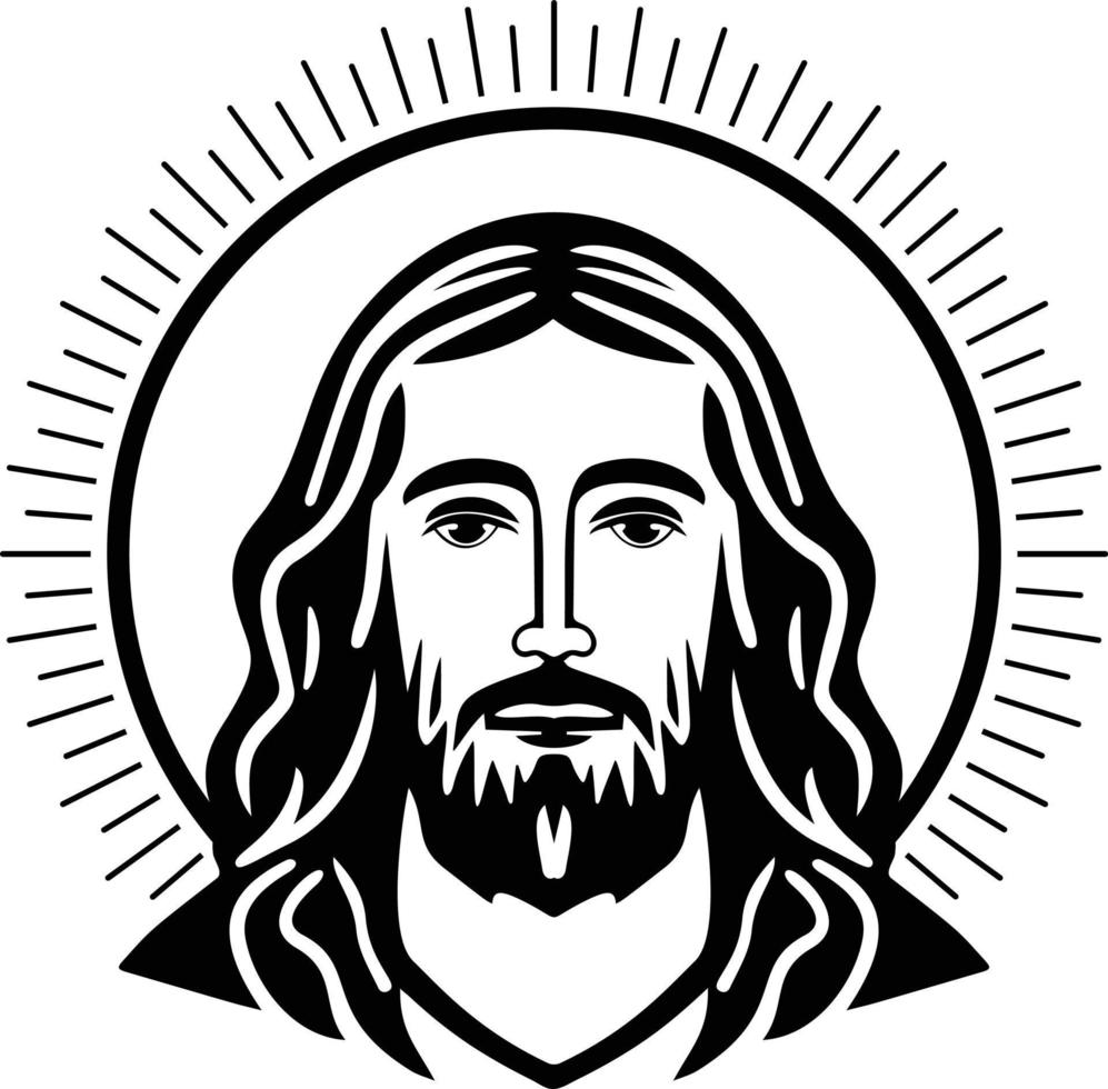 God Jesus Christ with Sun Rays Black and white 21690467 Vector Art at