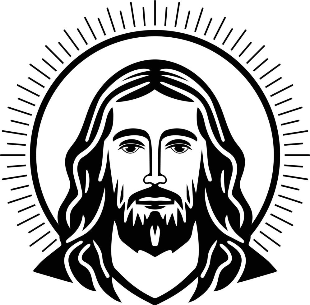 Dios Jesús Cristo con Dom rayos negro y blanco vector