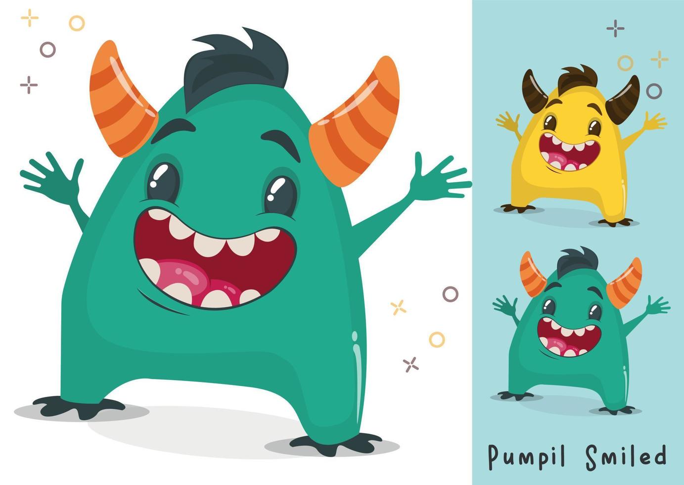 Cute monster character illustration design vector