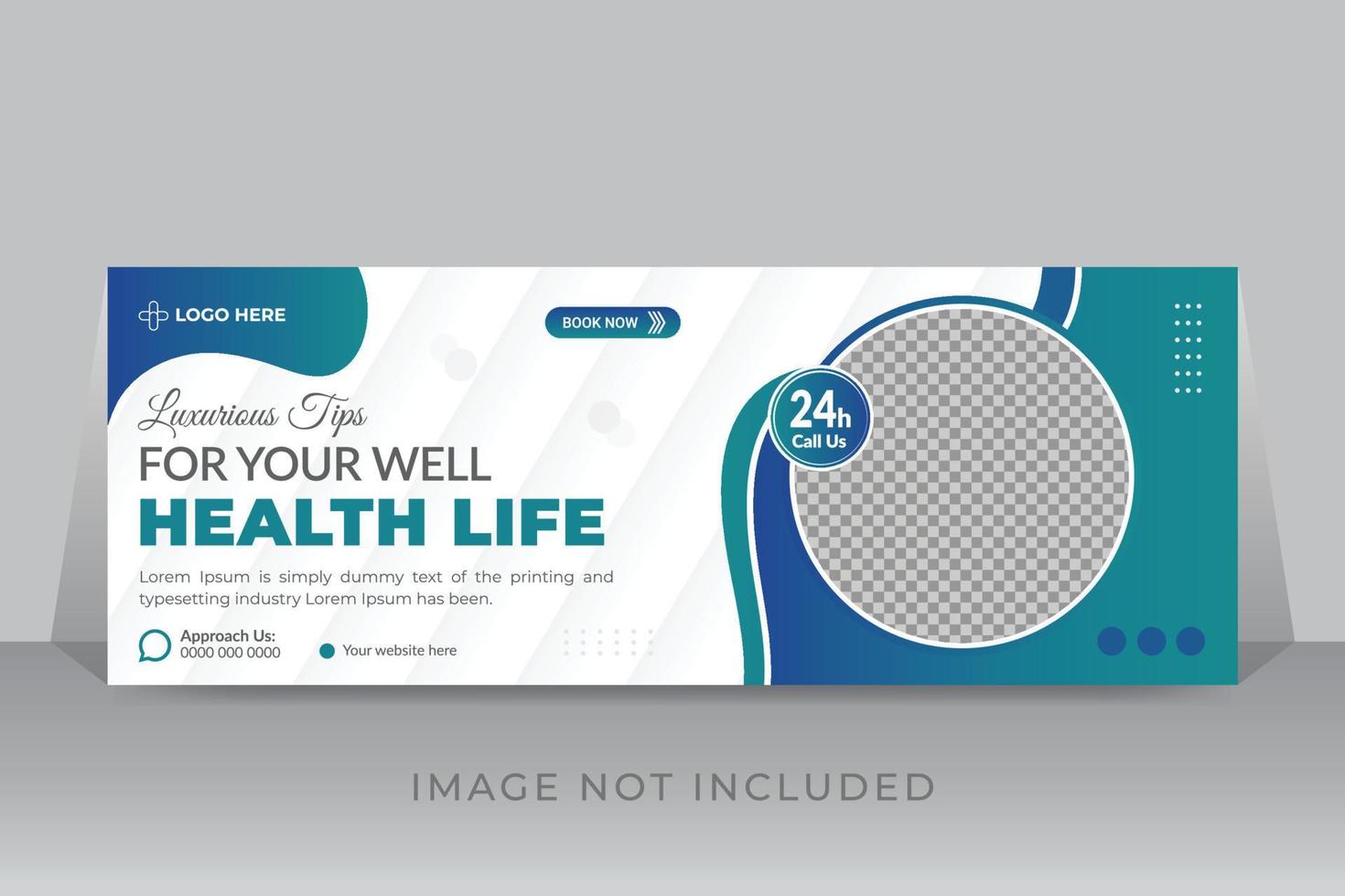 Medical healthcare timeline cover photo template design with gradient color vector