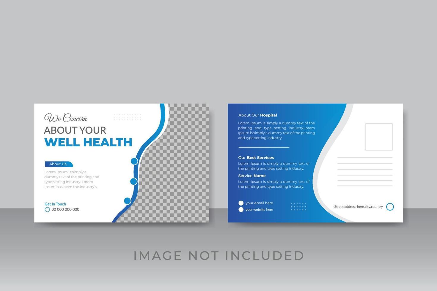 profesional médico cuidado de la salud tarjeta postal diseño modelo vector