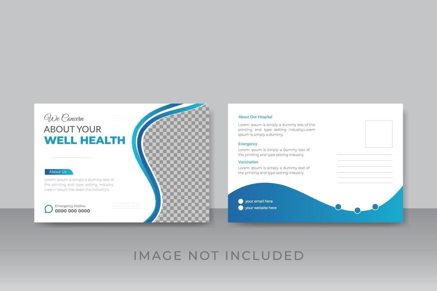 Professional medical healthcare postcard design template vector