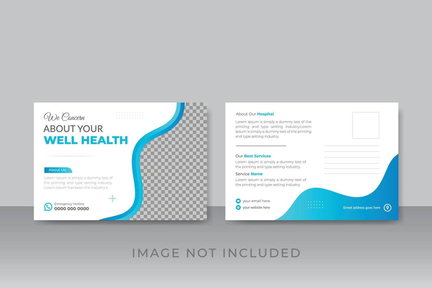 Professional medical healthcare postcard design template vector