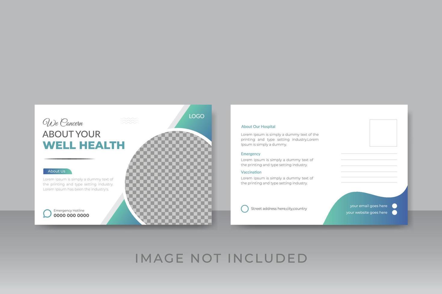 Medical Healthcare Doctor Postcard Design Template vector