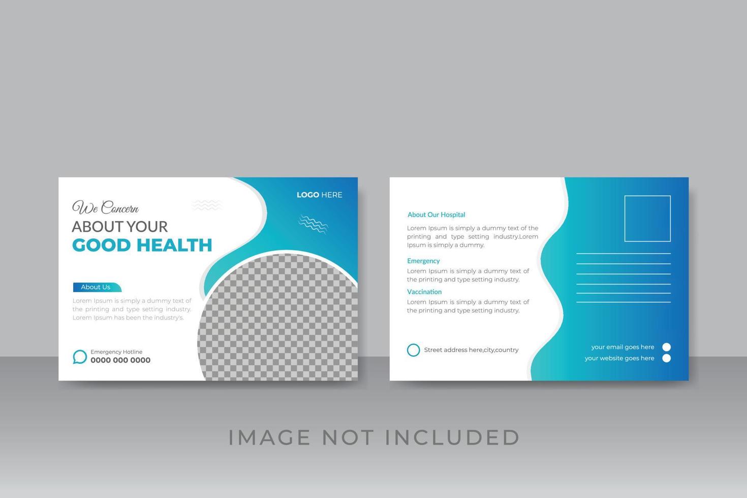 Medical Healthcare Doctor Postcard Design Template vector