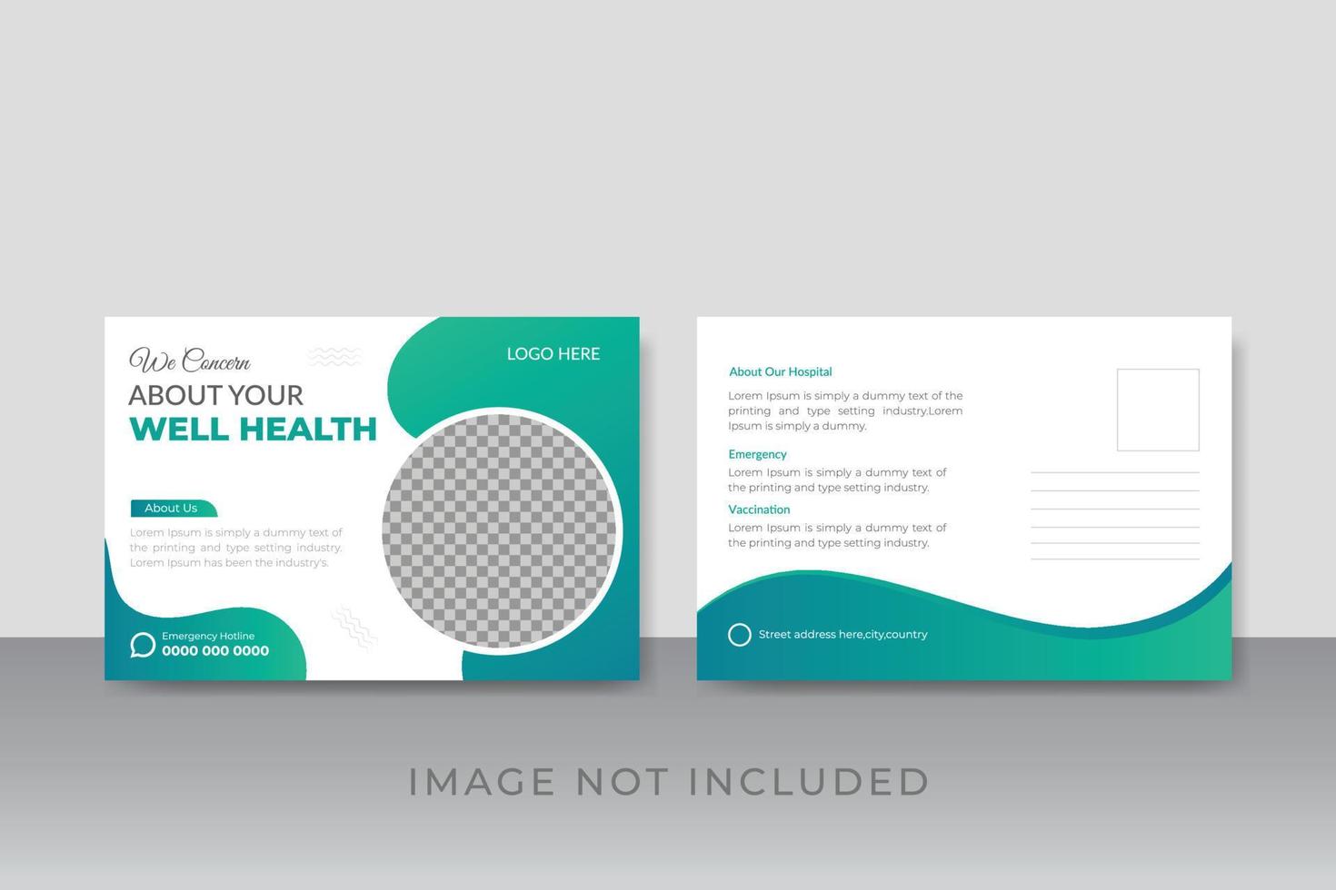 Medical Healthcare Doctor Postcard Design Template vector