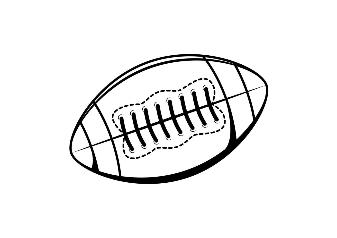Black and White Rugby Ball Clipart Vector on White Background