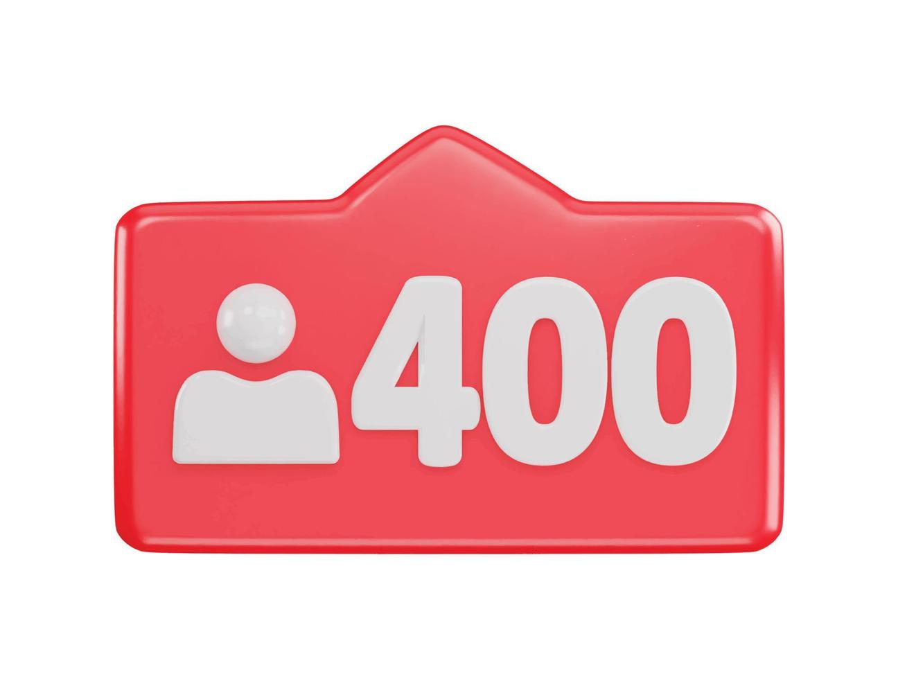 400 social media follower icon 3d rendering vector illustration