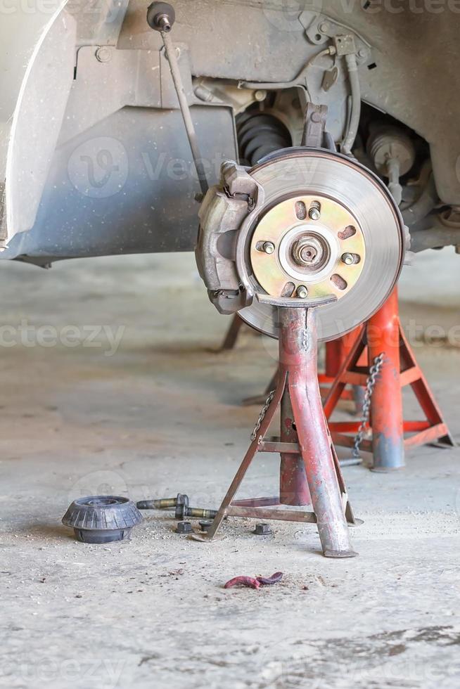 Front disk brake on car photo