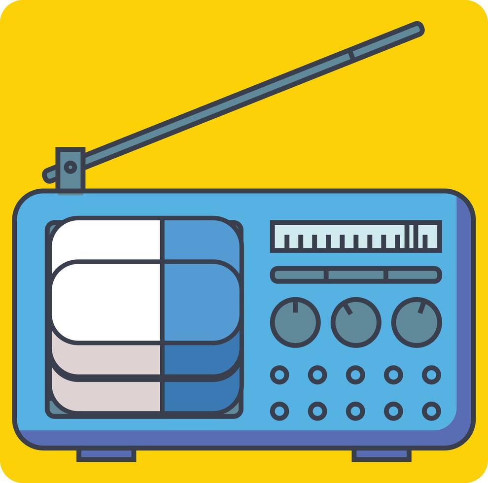 ligero azul antiguo radio sintonizador. vector ilustración de Clásico radio receptor, plano estilo. retro radio.