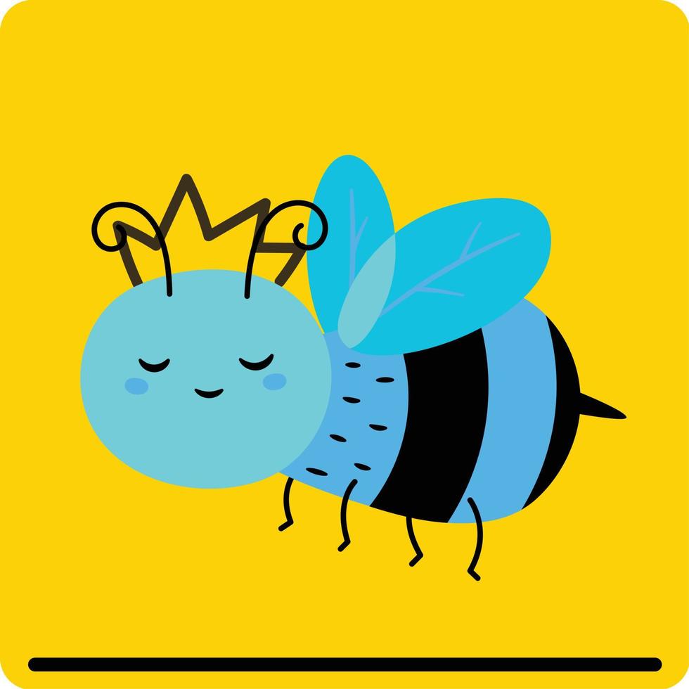 Vector cartoon happy bee isolated on yellow background