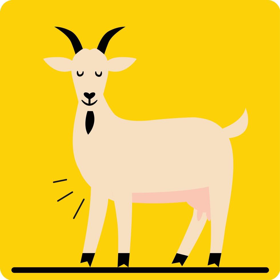 Goat on a isolated on yellow background Vector vector illustration of cute goat cartoon