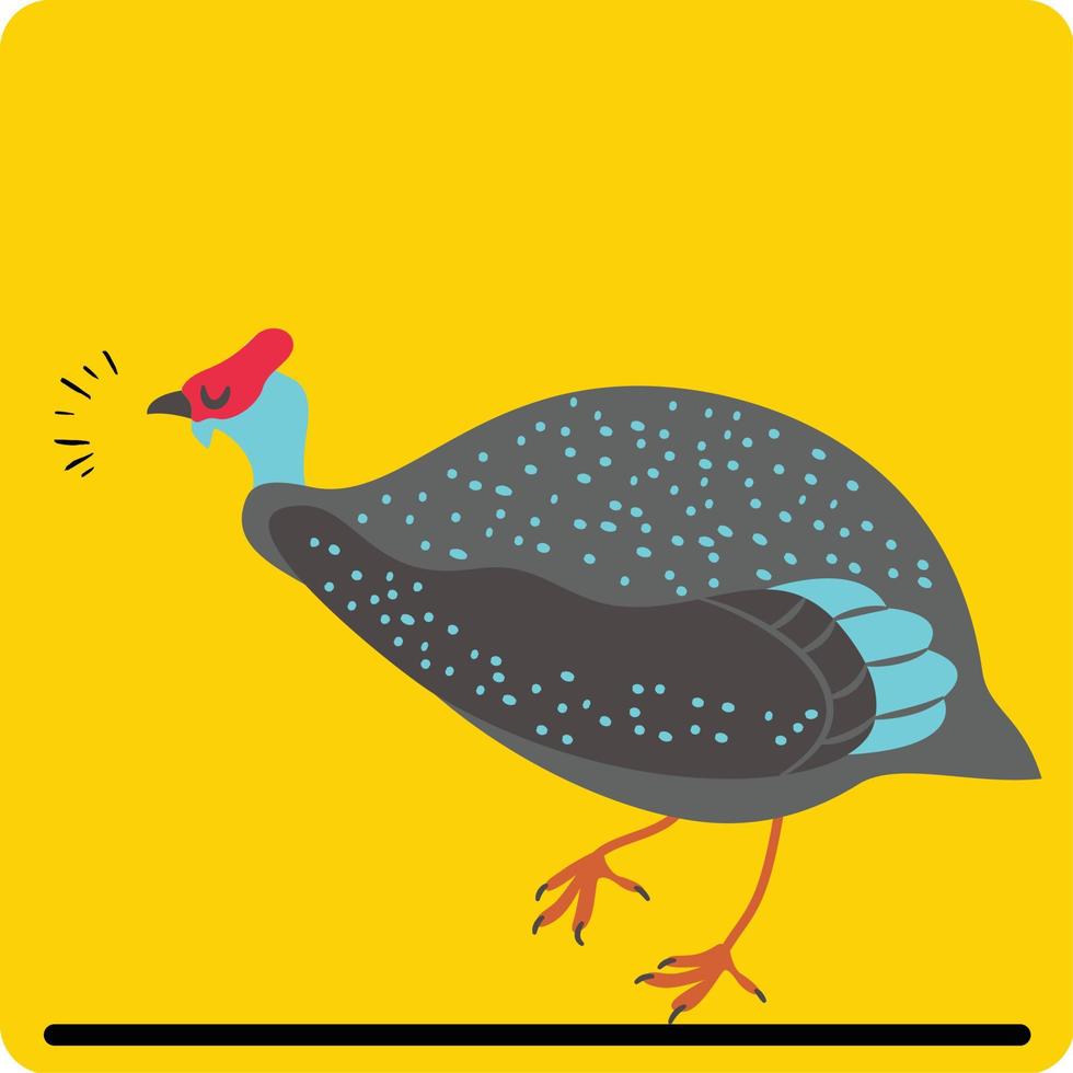 Blue bird with yellow background Hand drawn Chicken. Hen and rooster sketch. Poultry farm vector illustration