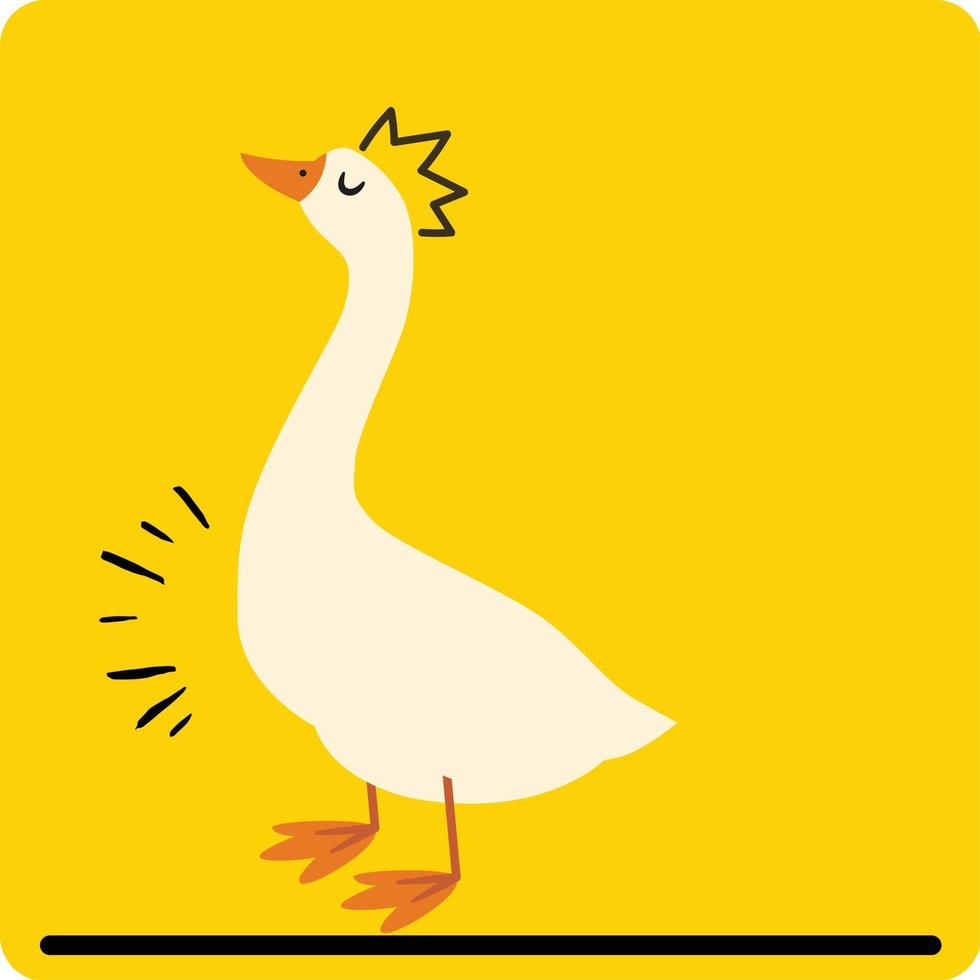 illustration of a duck Cartoon funny duck waving hand isolated on yellow background vector