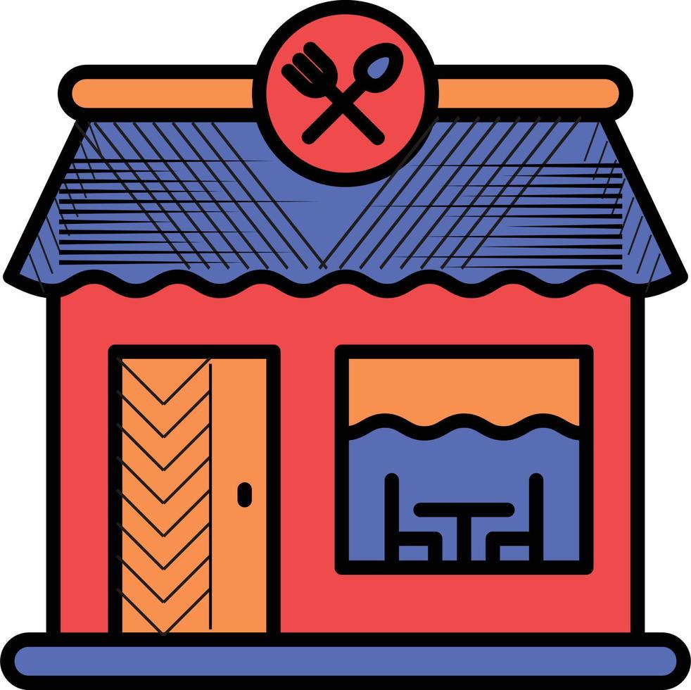 illustration of a Restaurant Building Downtown shopping street in clean flat style vector