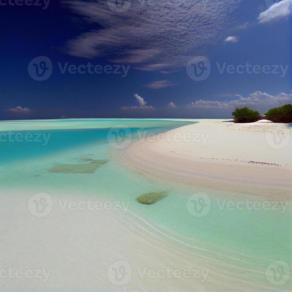 Maldives white sand beach and blue transparent ocean - image photo