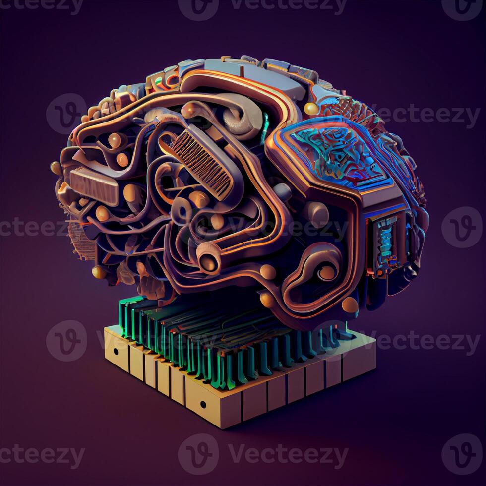 Cyberpunk artificial intelligence brain - image photo