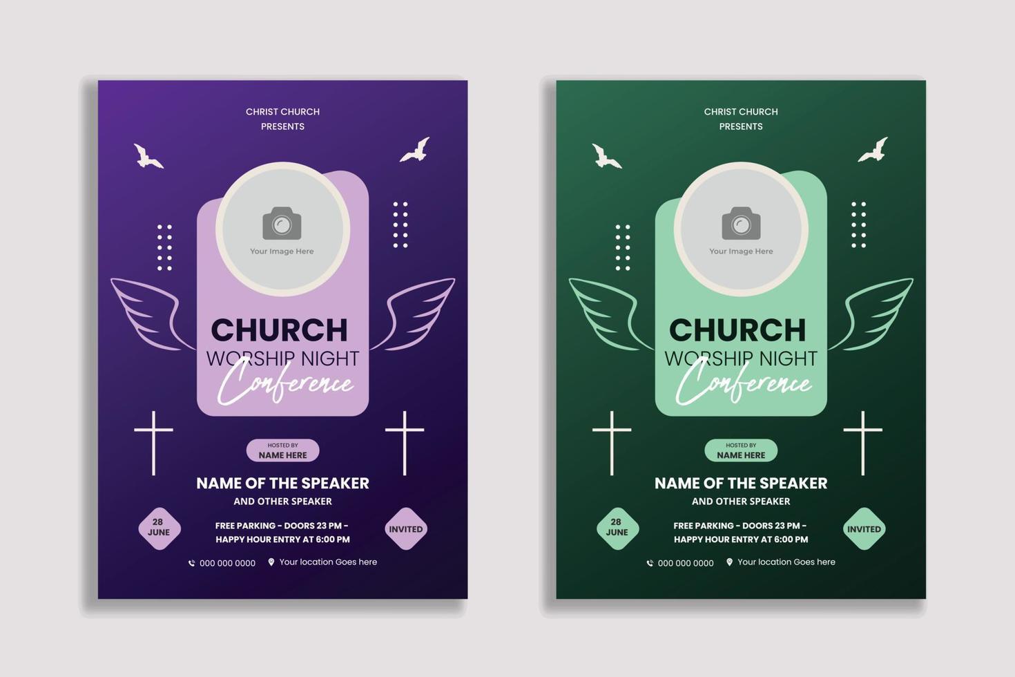 Church worship conference flyer template vector