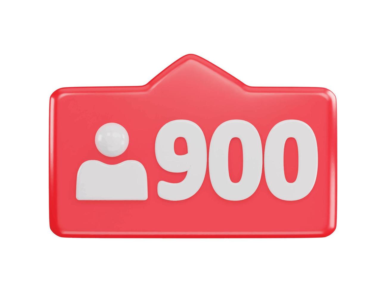 900 social media follower icon 3d rendering vector illustration