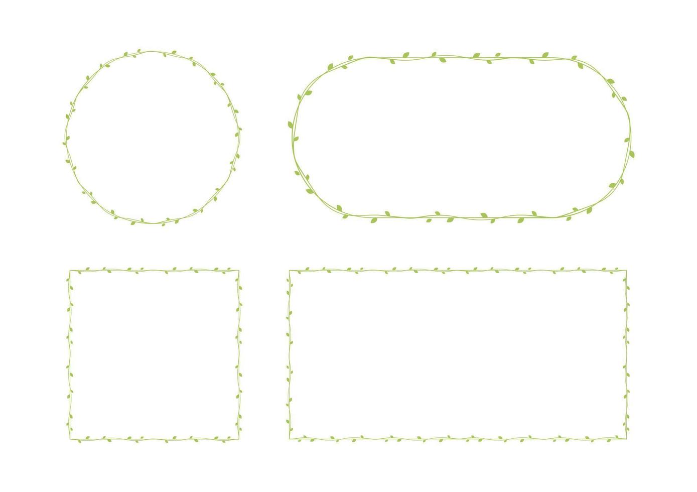 Green vine frames and borders set, floral botanical design element vector illustration