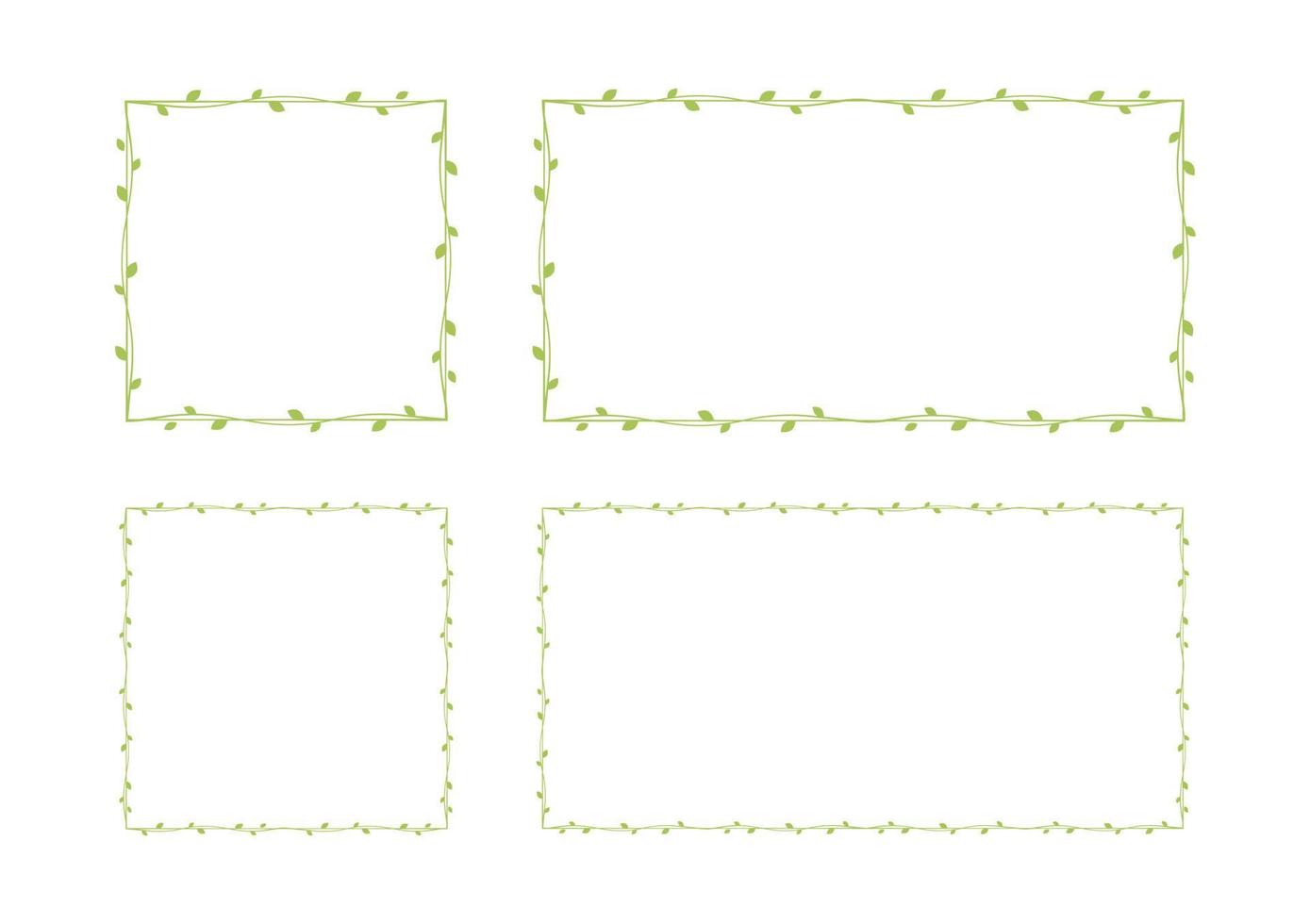 Square and rectangle green vine frames and borders set, floral botanical design element vector illustration