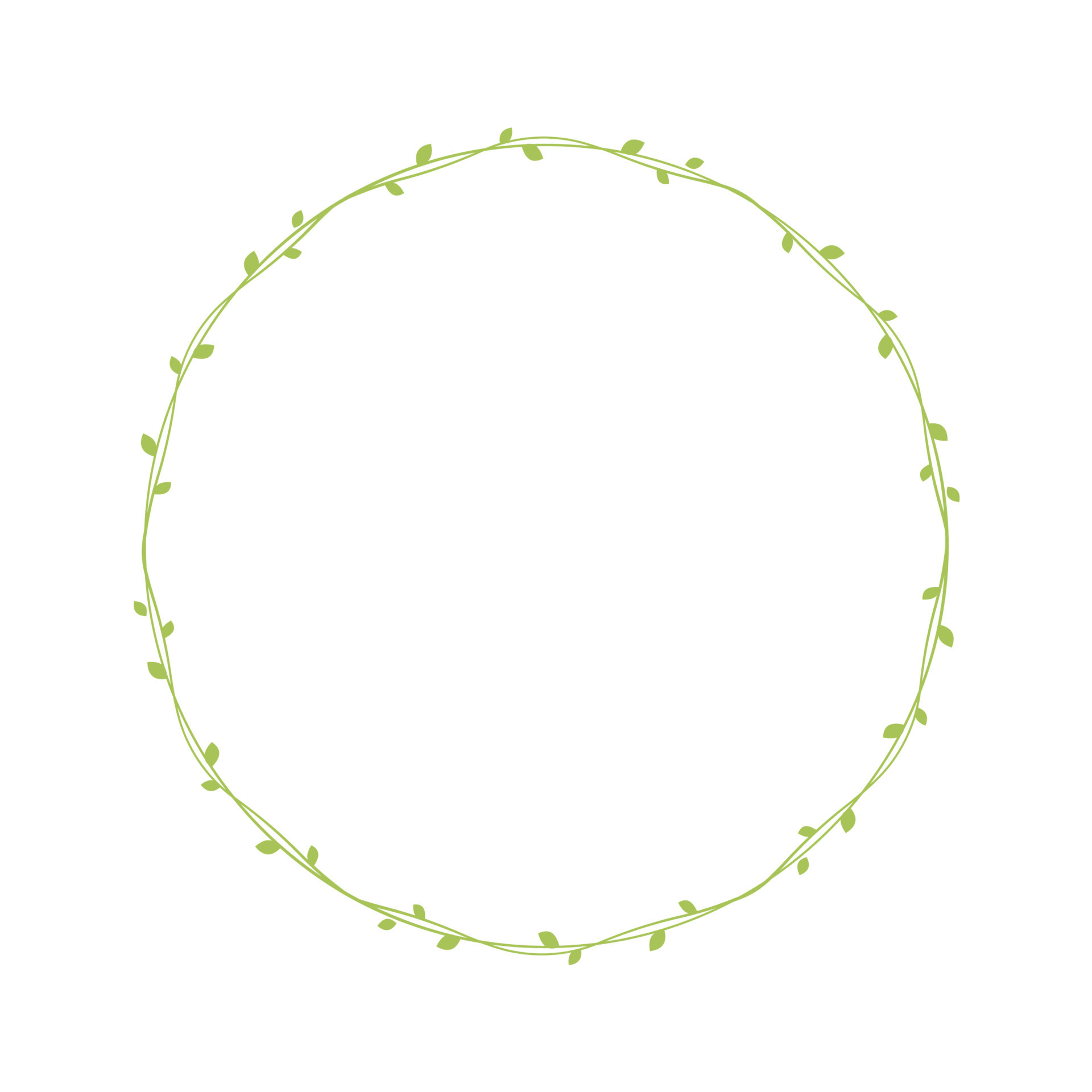 Round green vine frames and borders, floral botanical design element