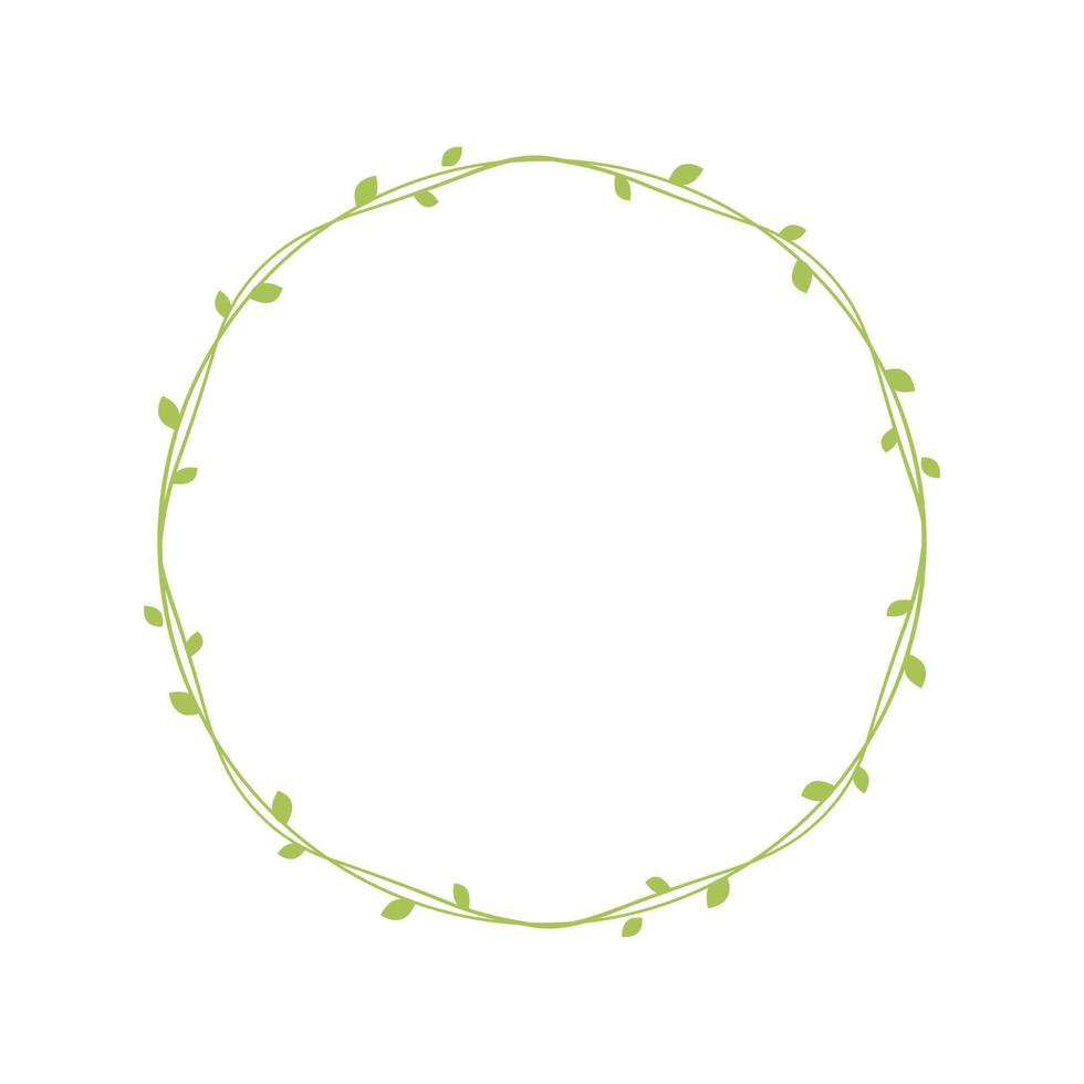 Round green vine frames and borders, floral botanical design element vector illustration