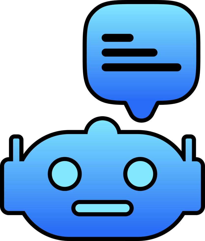 ilustración de charla bot. degradado icono de larva del moscardón ai con charla burbuja. artificial inteligencia tecnología ilustración. asistencia Servicio de chatbot tecnología. robot asistente vector