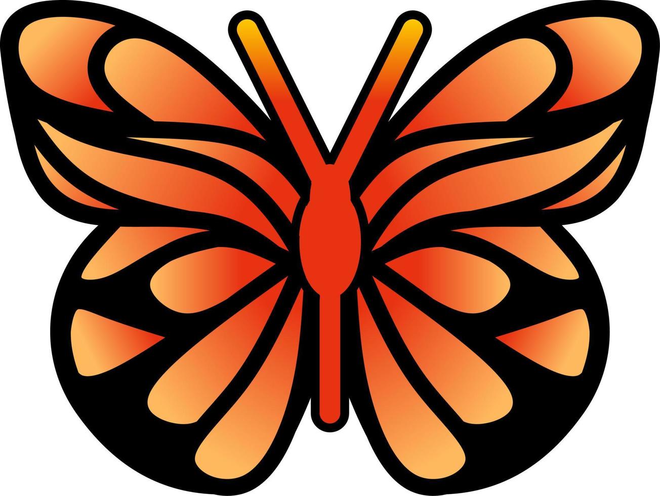Butterfly icon for insect animal design. Clip art of shiny orange butterfly for flying creature element. Vector illustration of beautiful animal for graphic resource design