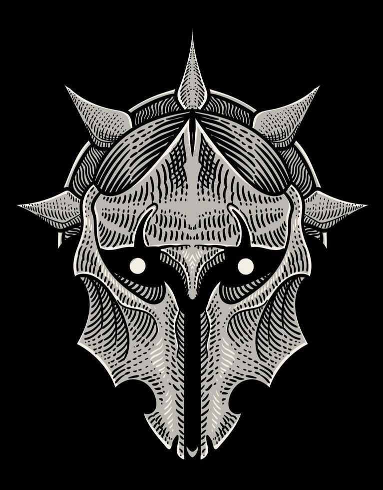 ilustración guerrero Caballero máscara en negro antecedentes vector
