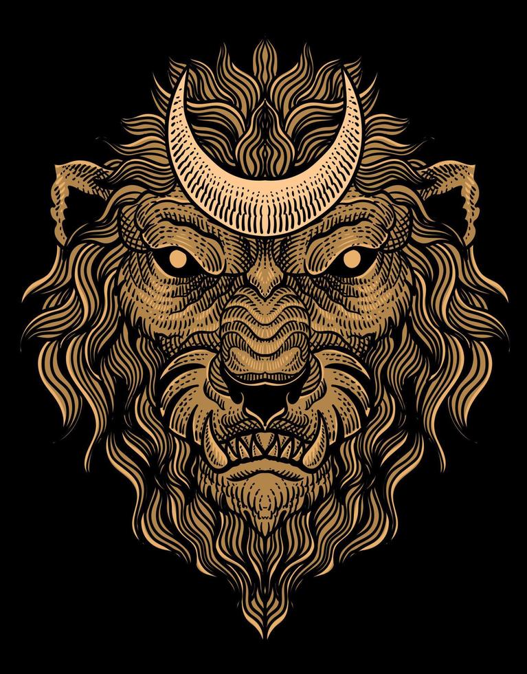 ilustración de miedo León zodíaco símbolo en negro antecedentes vector