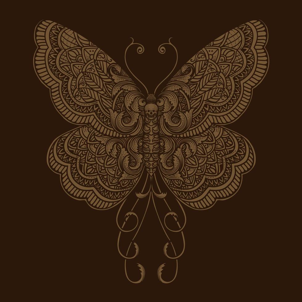 illustration butterfly with mandala zentagle style vector