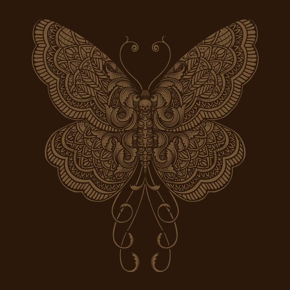 illustration butterfly with mandala zentagle style vector