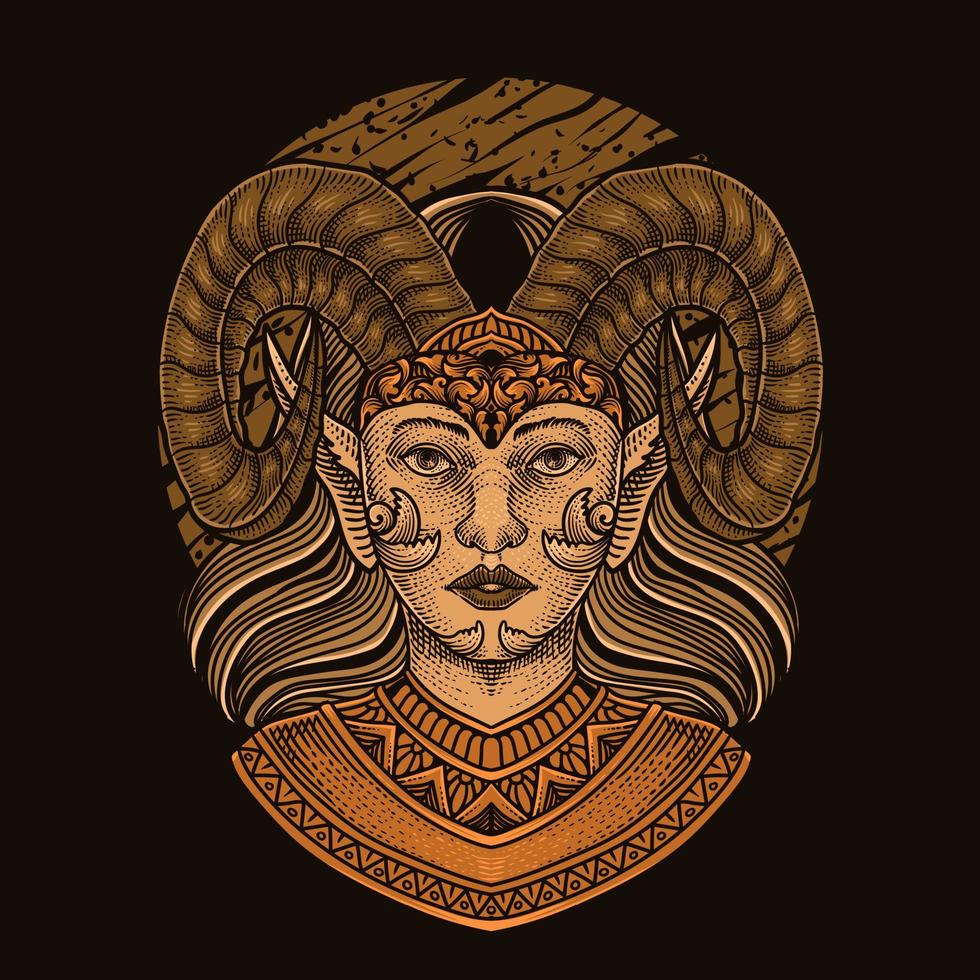 ilustración demoníaco mujer en negro antecedentes vector