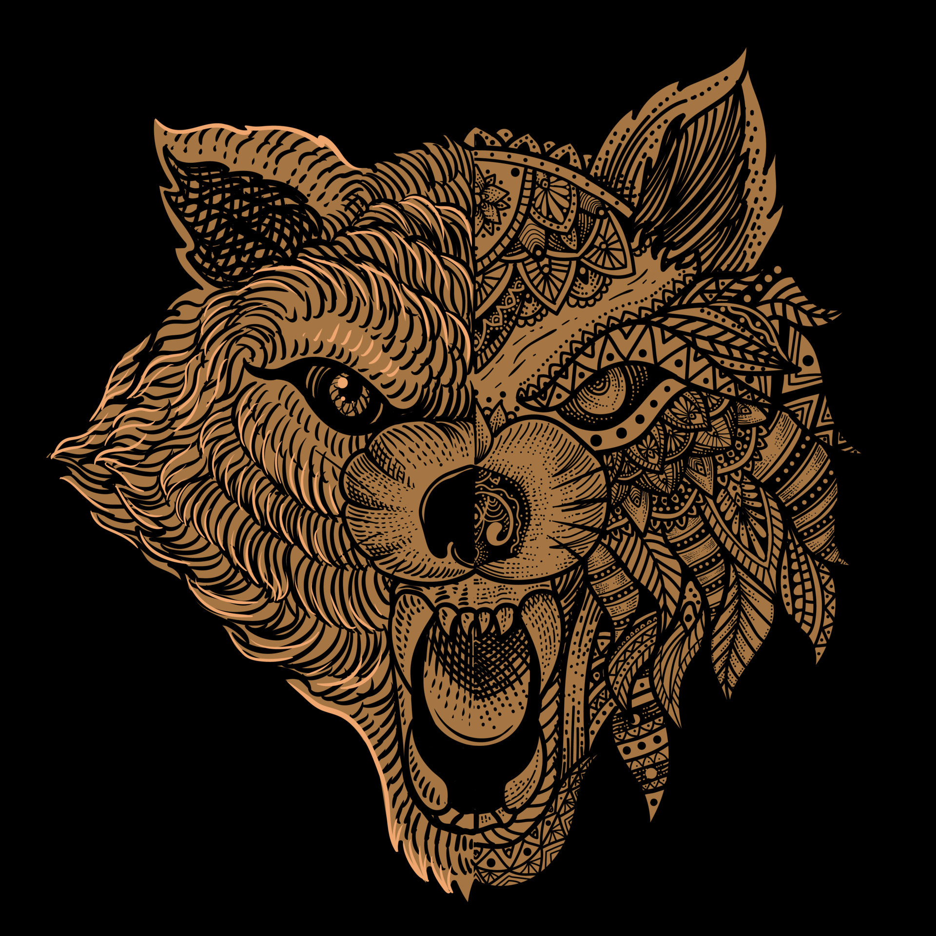 illustration roar wolf head tribal style 21691164 Vector Art at Vecteezy